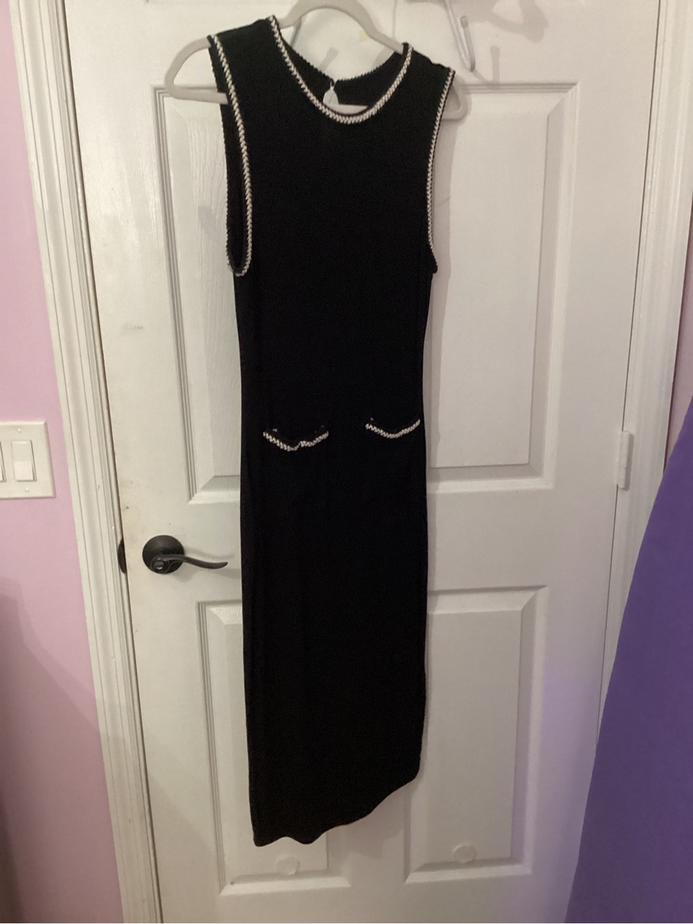 SHEIN Black Sleeveless Maxi Dress with White Trim